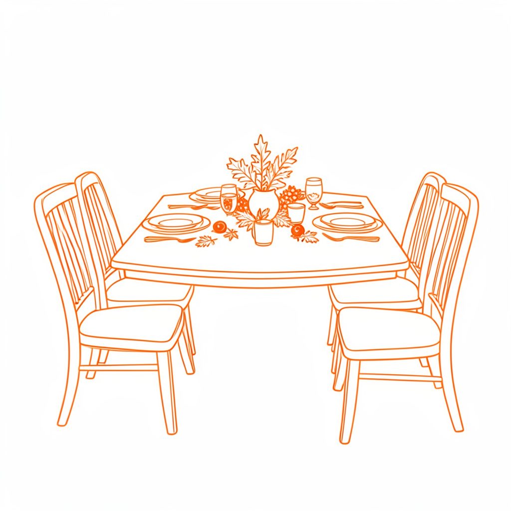 Thanksgiving dining table set with seasonal decor, warm candlelight, and autumnal centerpiece