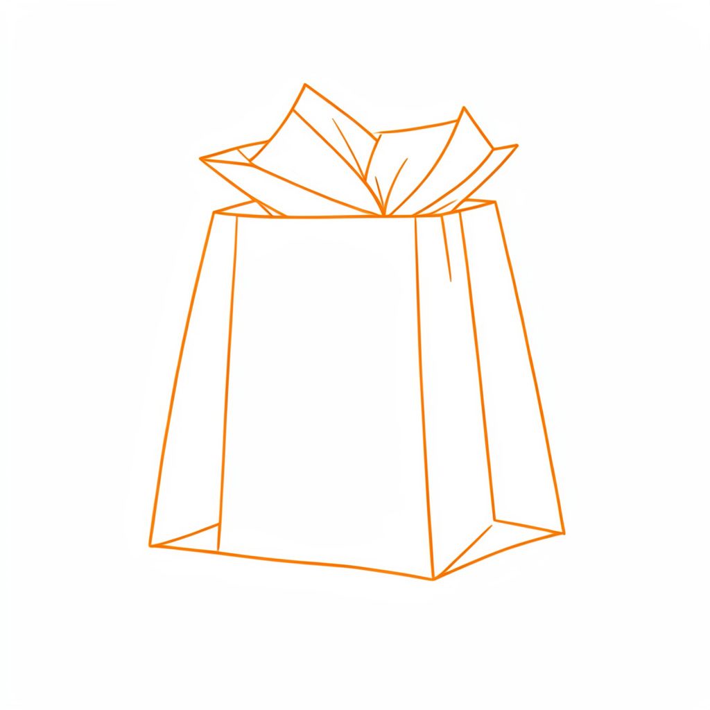 Wrapping paper bags arranged on a flat surface, craft-inspired gift packaging in neutral and pastel tones